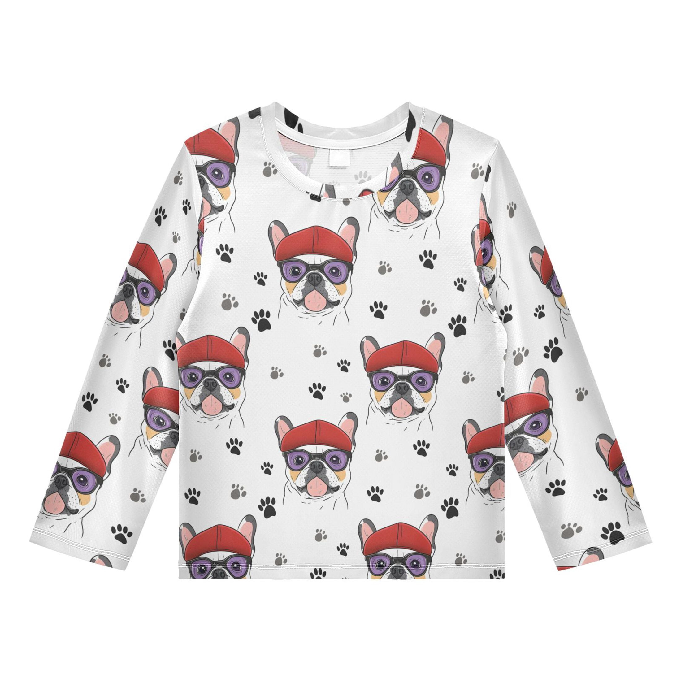 Cute Dog Footprint Pattern Boys' Rash Guard Shirts UPF 50 Plus Sun ...