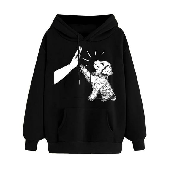 Cute Dog Graphic Hoodies Aesthetic Hooded Sweatshirts for Women Kawaii Cartoon Anime Lightweight Pullover Tops
