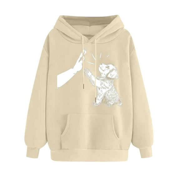 Cute Dog Graphic Hoodies Aesthetic Hooded Sweatshirts for Women Kawaii Cartoon Anime Lightweight Pullover Tops