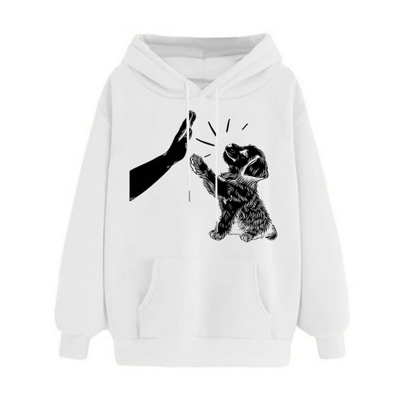 Cute Dog Graphic Hoodies Aesthetic Hooded Sweatshirts for Women Kawaii Cartoon Anime Lightweight Pullover Tops