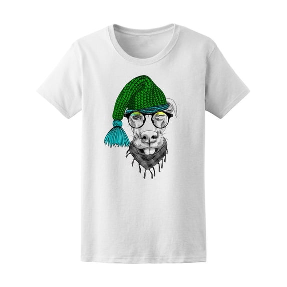 Cute Dog Green Knitted Scarf Tee Women's -Image by Shutterstock