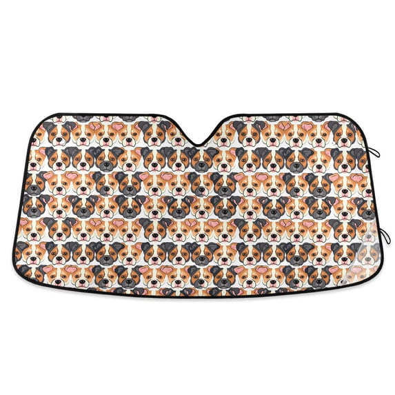 Cute Dog Heads Car Windshield Sun Shade Foldable Car Front Window Visor Heat and UV Protection 53x23.5
