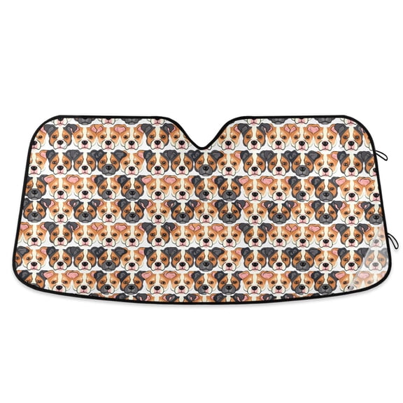 Cute Dog Heads Car Windshield Sun Shade Foldable Car Front Window Visor Heat and UV Protection 53x23.5