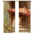 thumbnail image 1 of Cute Dog Hiding Under Umbrella Sheer Window Curtains for Living Room Kitchen Bedroom Tulle Voile Hanging Curtain, 1 of 5