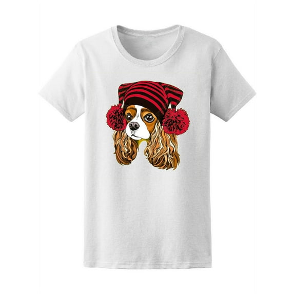 Cute Dog In A Knitted Cap T-Shirt Women -Image by Shutterstock, Female x-Large
