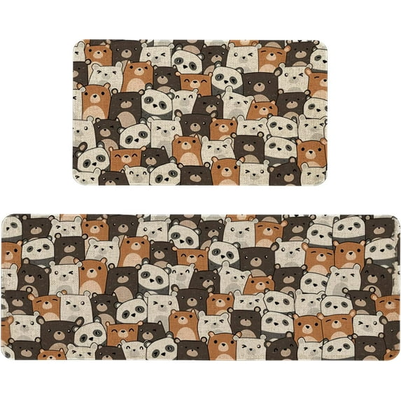 Cute Dog Kitchen Mat Set of 2 Padded Kitchen Mats Non Slip Kitchen Runner Rug Throw Rugs Floor Mats for in Front of Sink- 47" X 17" and 30" X 17" Inch