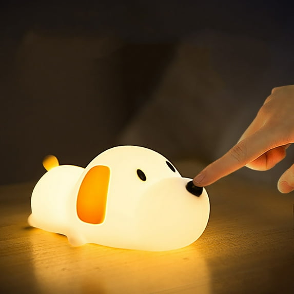Cute Dog LED Night Light for Kids Toddler's Room Color-Changing Silicone Lamp USB Rechargeable Lamp Bedside Timer Night Light