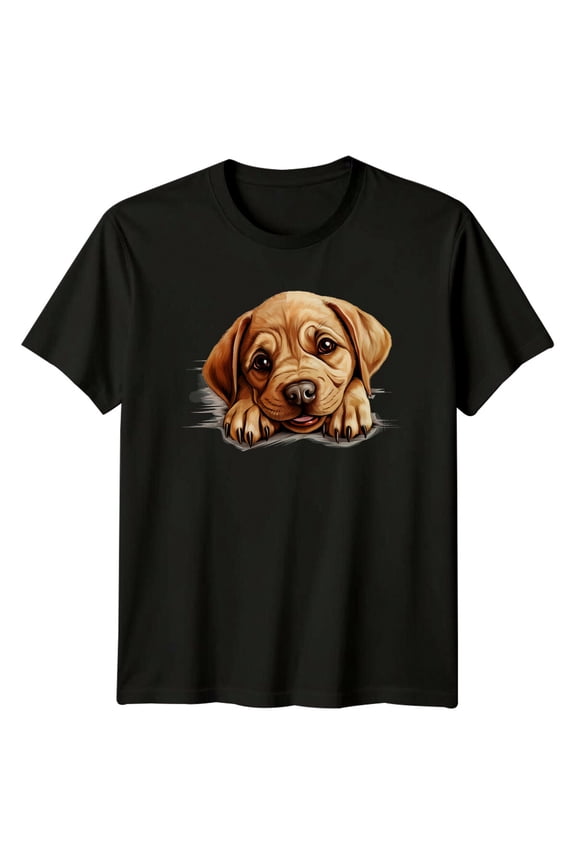 Cute Dog Labrador Puppy Peek-A-Boo Graphic T-Shirt All Size S-5Xl