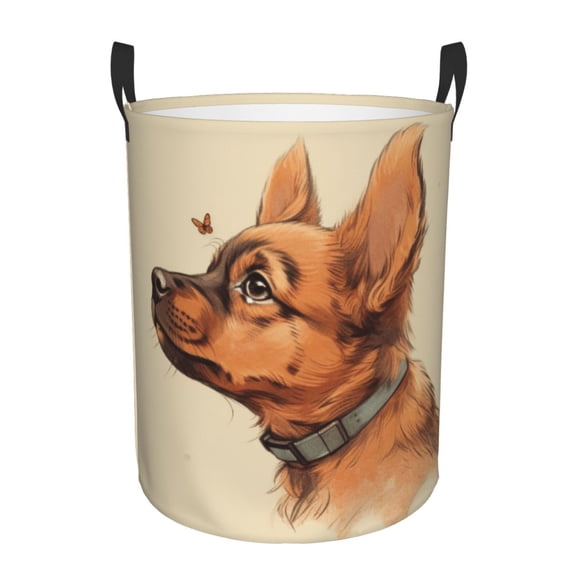 Cute Dog Laundry Hamper Small Storage Basket/Toy Organizer/Dirty Clothes Bucket