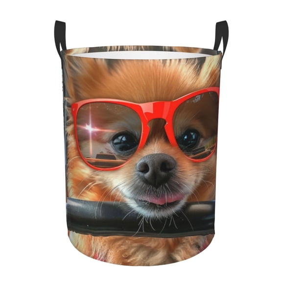 Cute Dog Laundry Hamper Small Storage Basket/Toy Organizer/Dirty Clothes Bucket