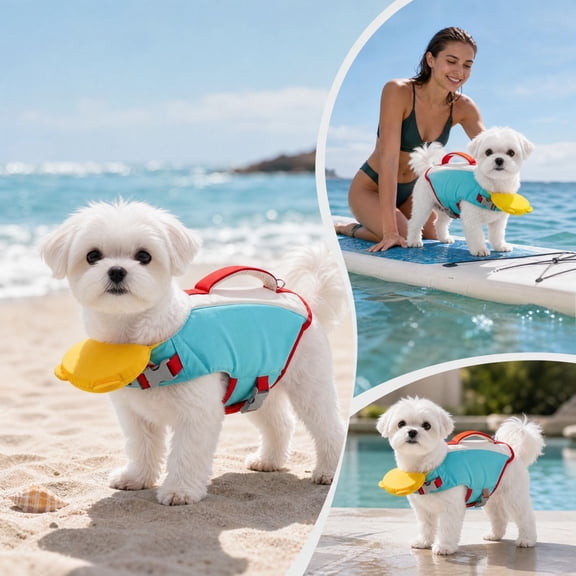 Cute Dog Life Vest, High Buoyancy Pet Swimming Jacket, Safety Rescue Handle Preserver, Adjustable Quick Release Float, Summer Water Activity Apparel