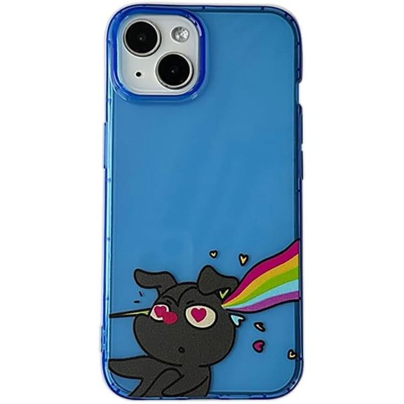 Cute Dog Love Hearts Couples Matching Soft Phone Case Compatible with iPhone Case (Blue,iPhone 13 Pro Max)