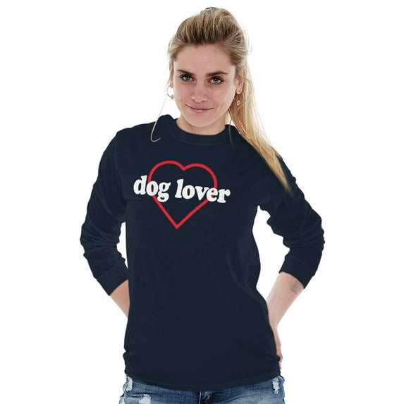 Cute Dog Lover Heart Pet Parent Owner Women's Long Sleeve T Shirt Brisco Brands S