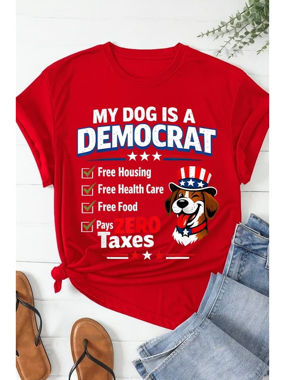 Cute Dog Lover Shirt, My Dog Is a Democrat Patriotic Pup Checklist Tee, Funny Spoiled Dog Mom Gift T-Shirt
