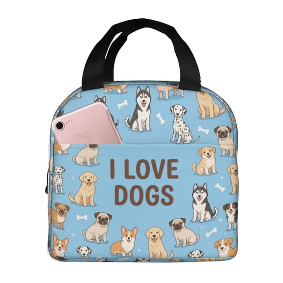 Cute Dog Lunch Box, Cartoon Puppy With Bone Reusable Thermal Insulation Cooler Tote Bags, Adorable Pet Lover Insulated Bag For Picnic Camping Outdoor Travel, Gifts
