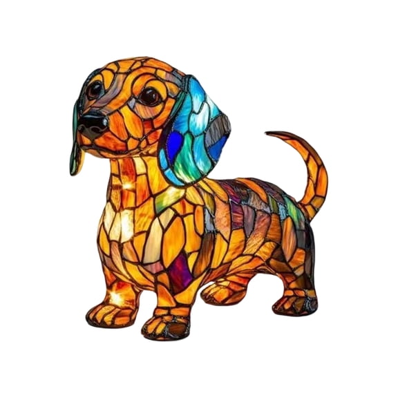 Cute Dog Night Light - LED Animal Statue, Handcrafted Resin Dachshund Figurine with Auto Timer for Bedside Desk, Artistic Home Decor & Cozy Gift for Dog Lovers, Pet Nursery, Housewarming