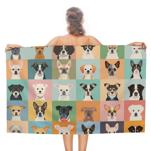 Cute Dog Oversized -Washed Lightweight Quick Dry Beach Towels - 32"x63"