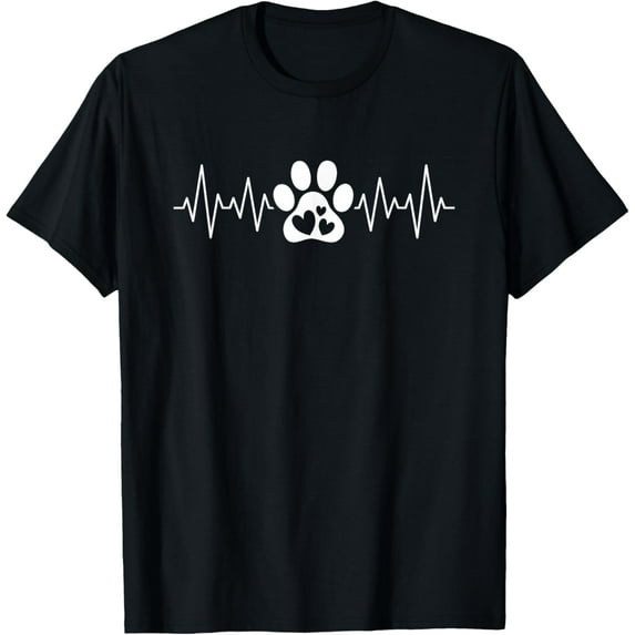 Cute Dog Paw Heartbeat Print Dog Lover Men Women Girls Kids T-Shirt