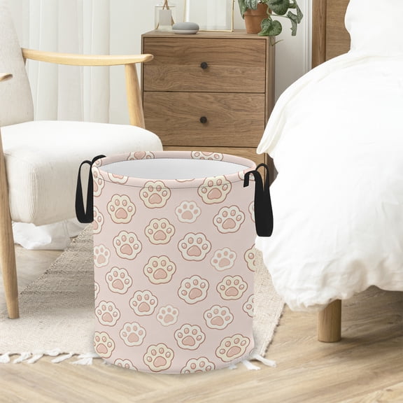 Cute Dog Paw Laundry Basket, Foldable Waterproof Laundry Hamper Tote Bag Dirty Clothes Storage Bucket Organizer for Bathroom/Laundry/Bedroom 13.8*17.7IN