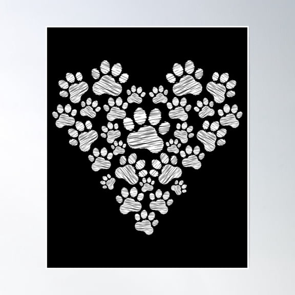 Cute Dog Paw Print Dog Lover Animal Care Poster Wall Art, Modern Wall Decor, 24x36 UNFRAMED