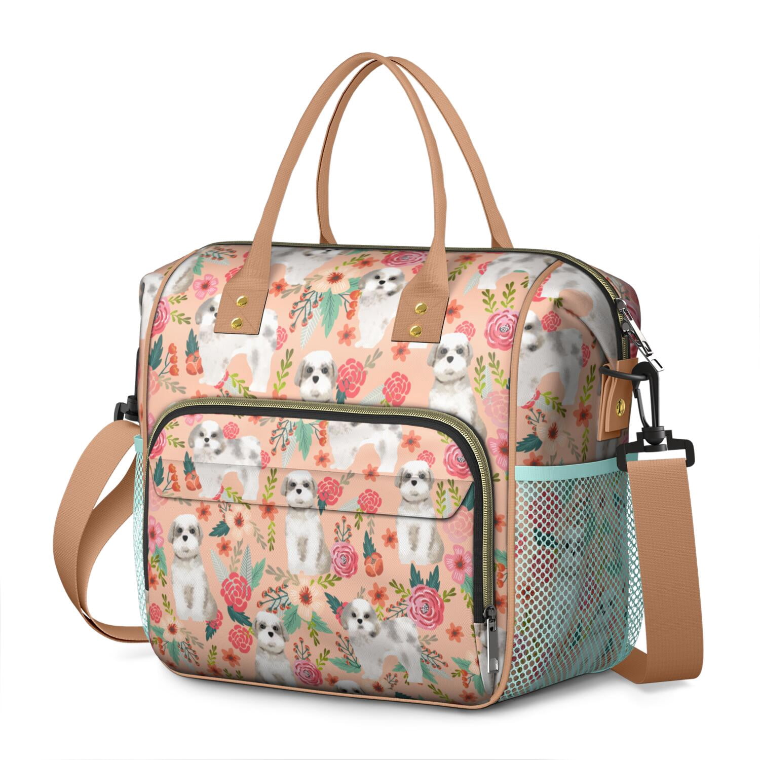Cute Dog Paw Print Lunch Box, Large Insulated Lunch Tote with Puppy and Bone Patterns, Leakproof Cooler for Work, School or Outdoor Use