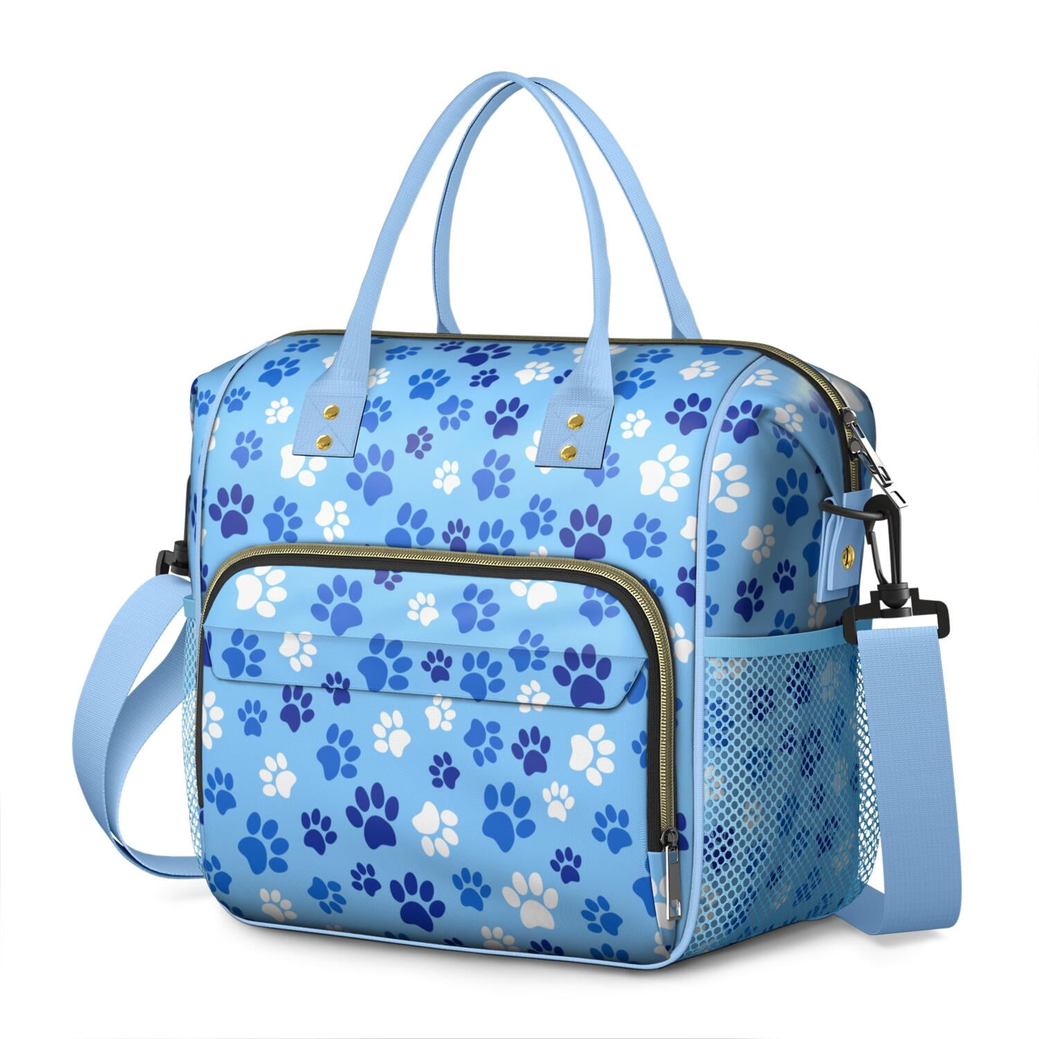 Cute Dog Paw Print Lunch Box, Large Insulated Lunch Tote with Puppy and Bone Patterns, Leakproof Cooler for Work, School or Outdoor Use