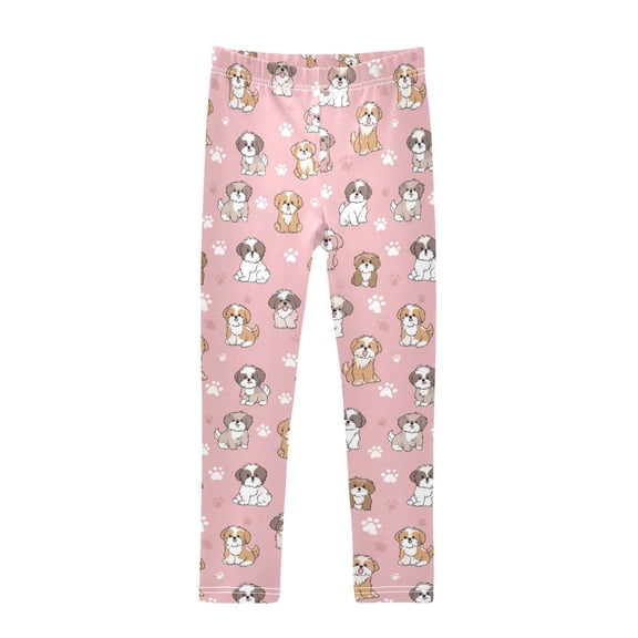 Cute Dog Paws and Dog Printed Leggings Yoga Pants for in 4t to 10t