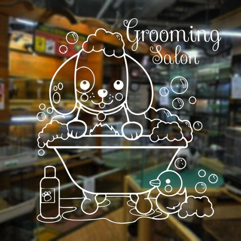 Cute Dog Pet Grooming Salon Wall Sticker Vinyl Interior Design Puppy ...
