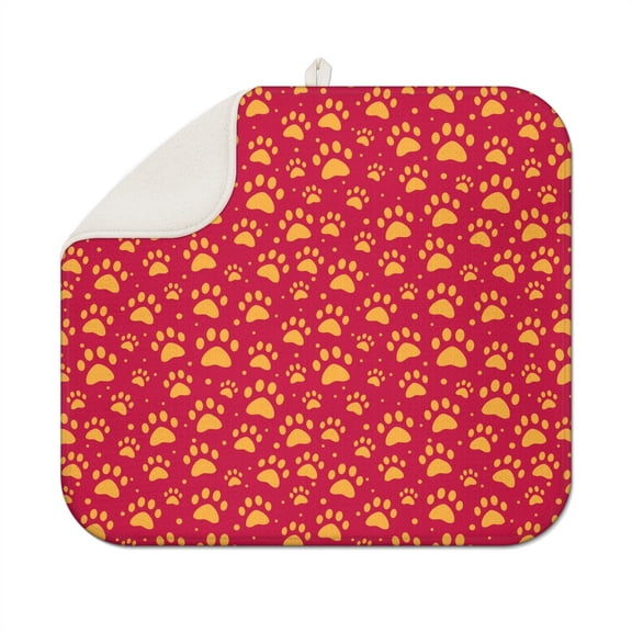 Cute Dog Print Dish Drying Mat 3-Layer Thick Microfiber Countertop Mat 18x16 Inch