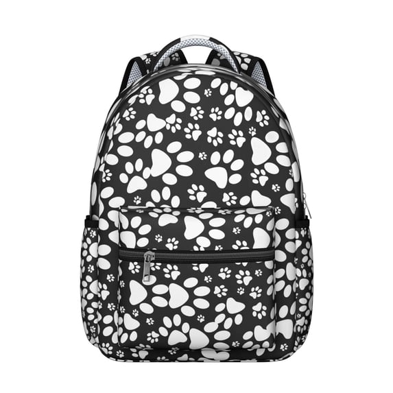 Cute Dog Print School Backpack - Padded Laptop Sleeve, Side Elastic Net, Durable for Heavy Books & Daily Wear & Tear