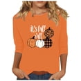 thumbnail image 1 of Raeneomay 3/4 Length Sleeve Womens Tops Women's Fashion Printed Casual Pullover Round Neck 3/4 Sleeve T-Shirt Top, 1 of 4