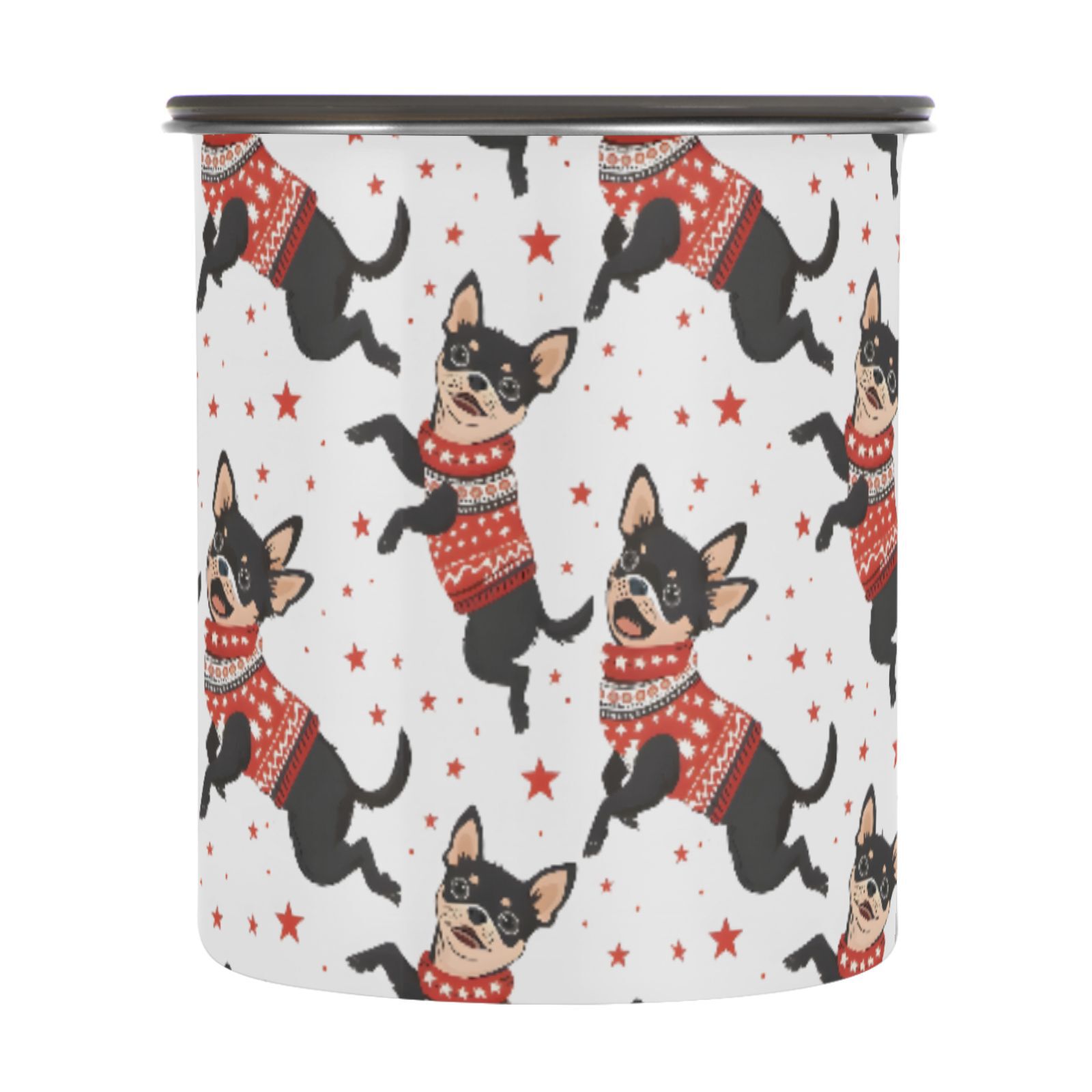 Cute Dog Puppy Chihuahua Airtight Coffee Bean Canister 30oz Food Storage Containers with Lids For Gournd, Tea, Sugar, Flour, Rice, Cereal, Candy Cookie Jar