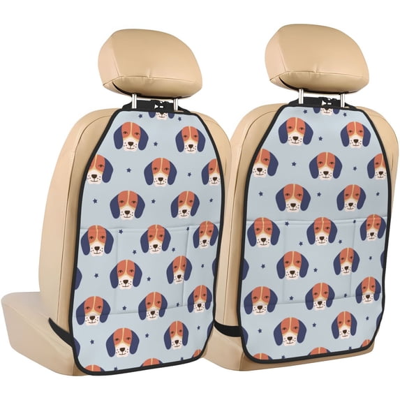 Cute Dog Puppy star Mats Back Seat Protectors, Car Seat Protector Vehicle Organizers Waterproof Cover Back Seat Cover for Kids with 3 Storage Pockets 2 Pack