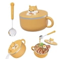 thumbnail image 1 of Cute Dog Ramen Bowl with Lid, 40.6 OZ (1200ml) Insulated 304 Stainless Steel Noodle and Soup Bowls with Handle, Spoon, Portable Instant for Noodles, Udon, Miso, Thai, Pho, Dumplings, or Salads, 1 of 8