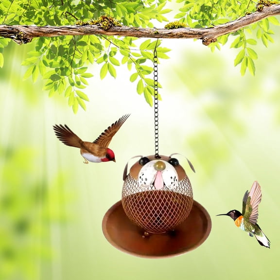 Cute Dog-Shaped Metal Squirrel-Proof Bird Feeder – 2-in-1 Garden Decor & Bird Feeding Station (Weather-Resistant, Easy to Refill, Ideal Gift for Bird/Pet Lovers)