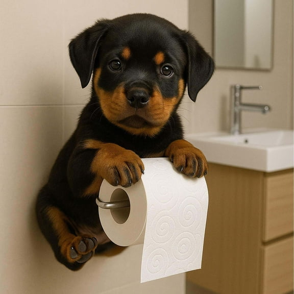 ICQOVD Cute Dog Shaped Toilet Paper Holder Resin Wall Mounted Bathroom Organizer For Pet Lovers,Home Decor Collection