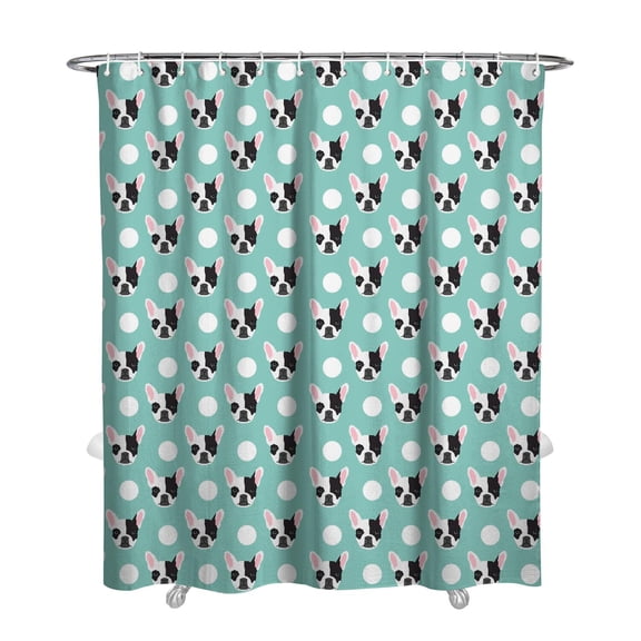 Cute Dog Shower Curtain 72x84 Inches - Whimsical Puppy Print Waterproof Quick-Dry Bathroom Decor