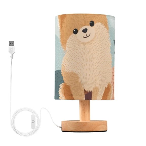 Cute Dog Sit on Pumpkins Thanksgiving Table Lamp with USB Port LED Warm Light Lamp Night Light Home Decor