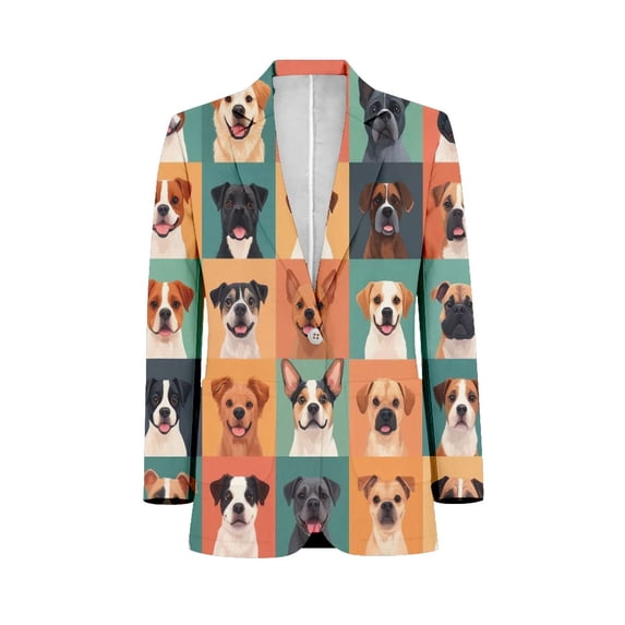 Cute Dog Sketch Customized Men's Suits full man Shawl Collar Gentleman Suits for Wedding Business