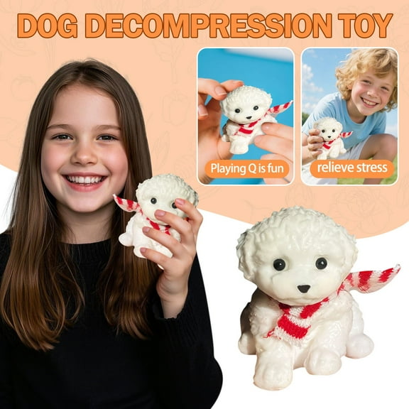 Cute Dog Squishies Stress Relief Toys Set (3 Styles), Soft Squeeze Decompression Fidget Balls, Realistic Poodle & Puppy Design Anxiety Relievers for Teenagers & Adults, Party Favors White 1pc