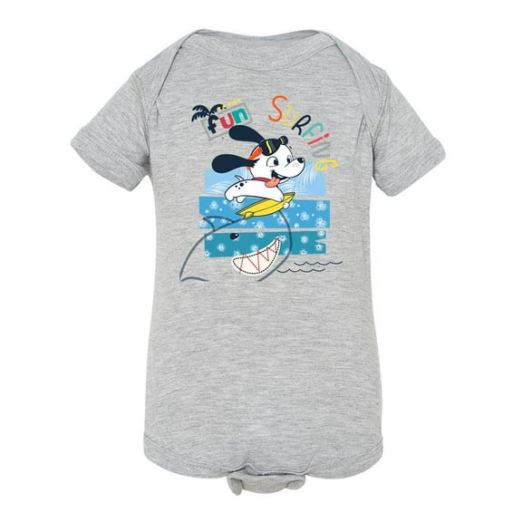 Cute Dog Surfing With Shark Bodysuit Infant -Image by Shutterstock,  24 Months