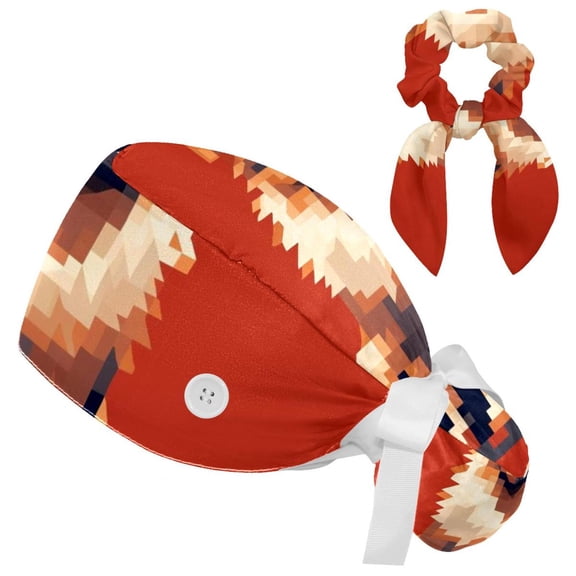 Cute Dog Surgical Cap with Bow Hair Matching Scrunchy/ Bow Hair Matching Scrunchy for Long Hair