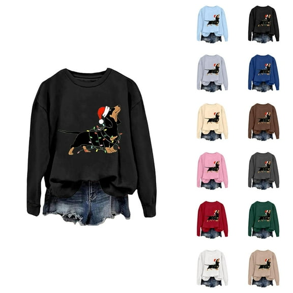 Cute Dog Sweatshirts for Women 2025 Long Sleeve Dog Graphic Sweatshirt for Lovers Pullover Tops