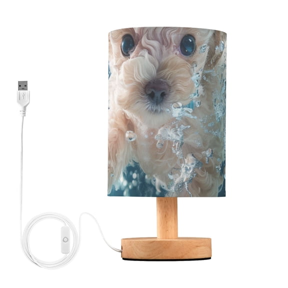 Cute Dog Swim Bubbles Table Lamp for Desk Nightstand Lamp with USB Modern Gifts for Bedroom Living Room Kids Room