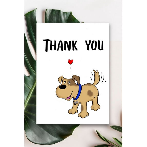 Cute Dog Thank You Card – Adorable Hand-Drawn Puppy Design – Perfect for Showing Gratitude – Envelope Included, Blank Inside