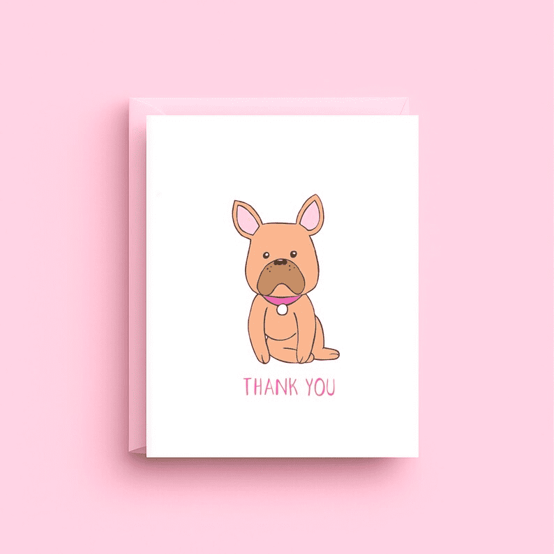 Cute Dog Thank You Card - Adorable Puppy Design - Blank Inside with ...