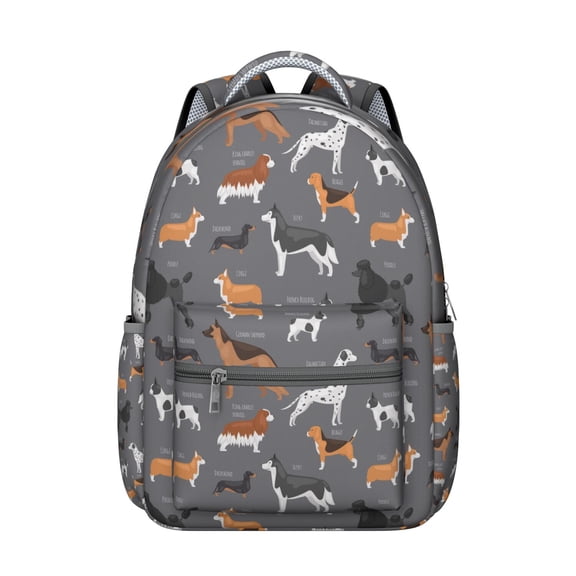 "Cute Dog Themed Backpack for Women & Men - Durable School College Bookbag, Lightweight Travel Laptop Bag, Waterproof Material with Multiple Compartments, Fun Dog Print Design"