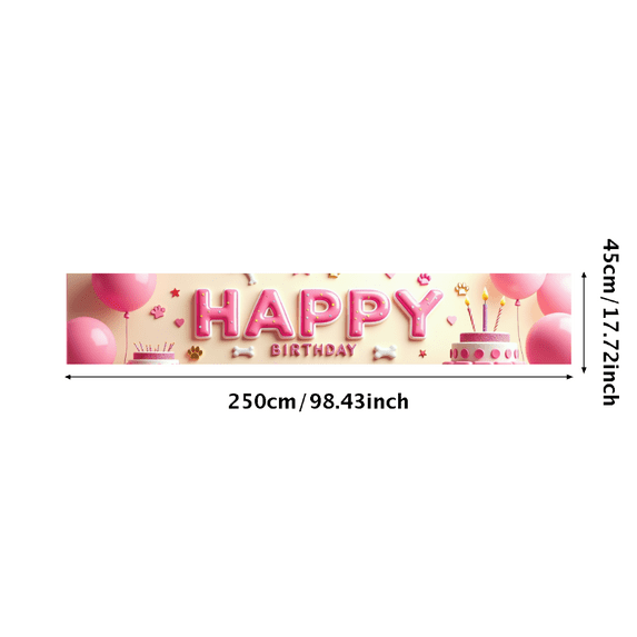 Cute Dog Themed Happy Birthday Banner with Balloons Cakes and Gifts Background Party Decors Photography Props for Puppy Birthday Party Pet Themed Celebrations Backdrop Decorations