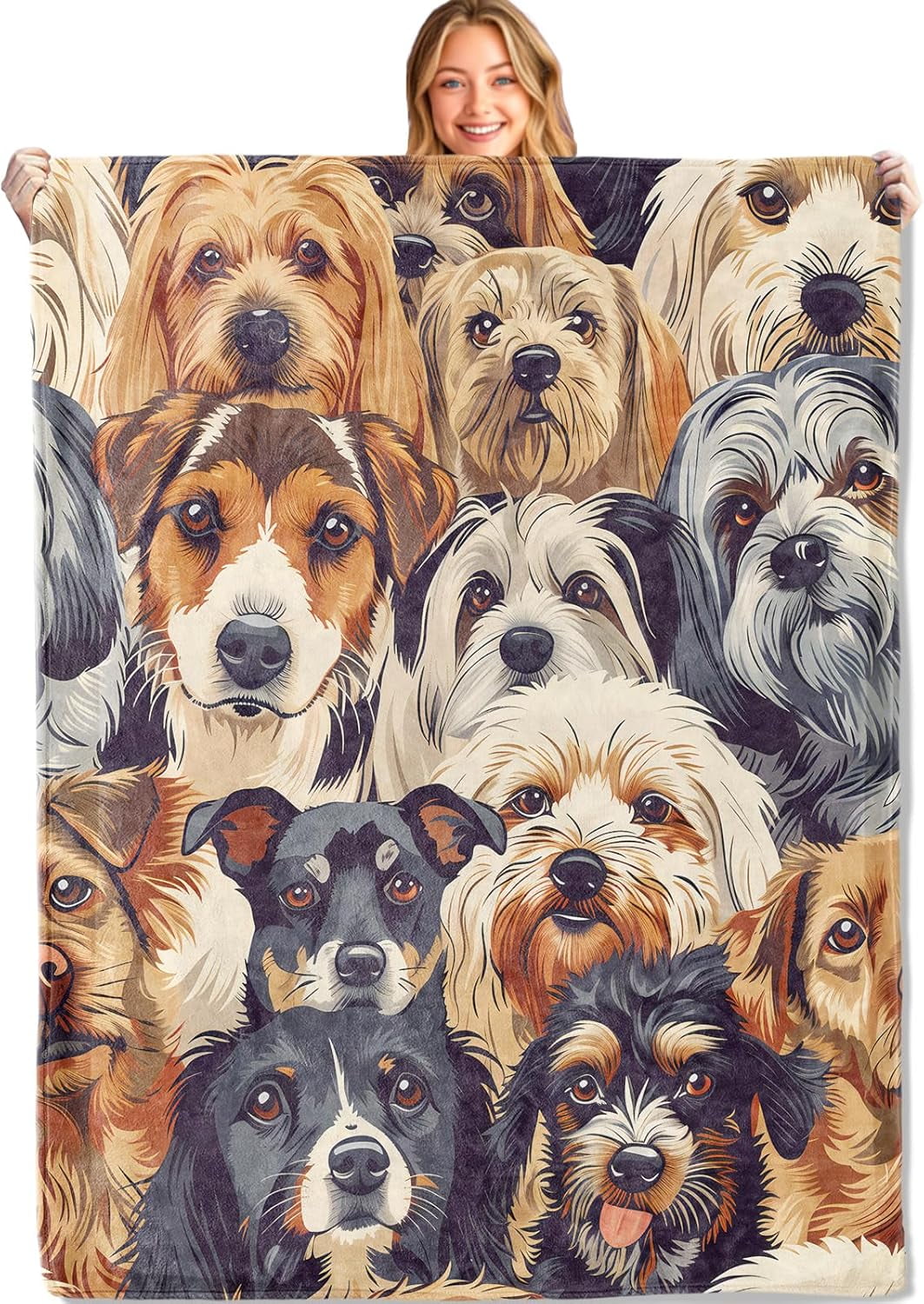 Cute Dog Throw Blanket - 60x80in,Ultra Soft, Cozy Lightweight Flannel, Animal Blankets - Gifts for Kids & Pet Lovers,for Couch Travel,Rustic Home Living Room Decor