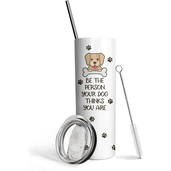 Cute Dog Tumbler with Straw Dog Mom Gifts for Women Dog Lover Tumbler with Lid Stainless Steel Tumblers Double Wall Tumbler Mugs with Dogs on Them